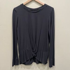 Zella Women's Black Twisted Hem Long Sleeve Top - Size: Large